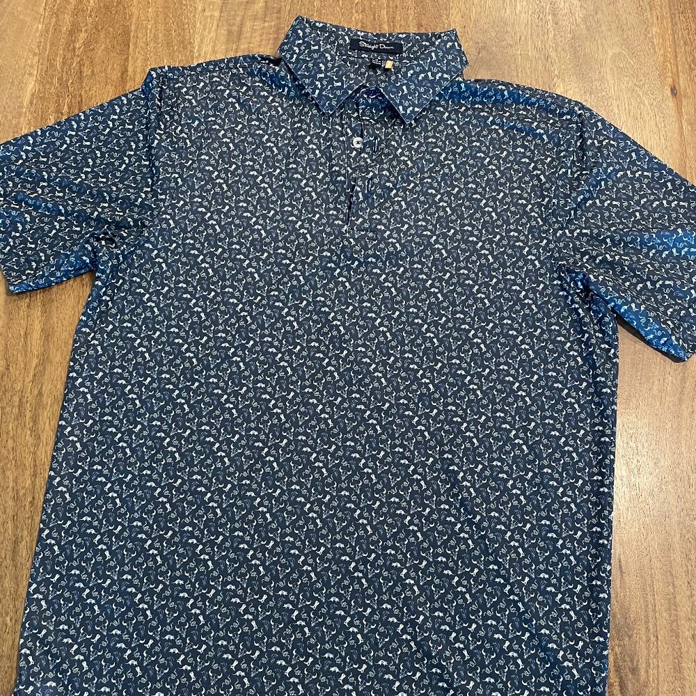 Straight Down | M | Western Print | Navy Blue